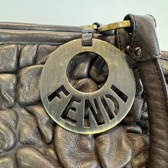 Fendi Large Bubble Leather Chef Shopper Tote Bag, Brown - Picture 2 of 16